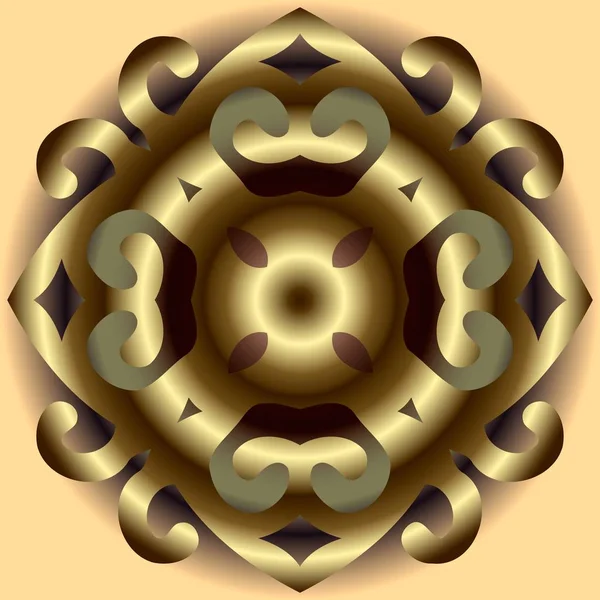 Pola dalam gaya bunga dan nuansa emas pada latar belakang hitam - Stok Vektor