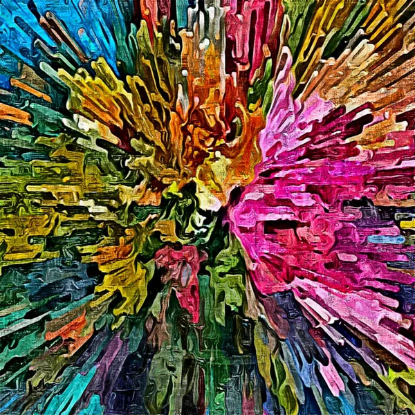 Abstract psychedelic background Computer stylization of oil strokes of paint with brushes of different shapes and sizes — Stock Photo, Image