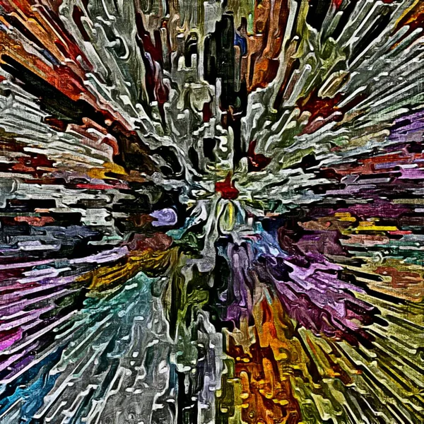 Abstrakte psychedelische Hintergrundstilisierung von Ölfarben mit Pinseln unterschiedlicher Formen und Größen — Stockfoto
