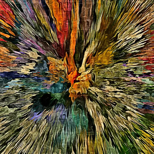 Abstrakt psykedelisk bakgrund Datorstilisering av oljeslag av färg med borstar av olika former och storlekar — Stockfoto