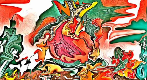 Abstrakte psychedelische Hintergrundstilisierung von Ölfarben mit Pinseln unterschiedlicher Formen und Größen — Stockfoto