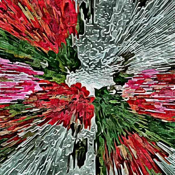 Abstrakt psykedelisk bakgrund Datorstilisering av oljeslag av färg med borstar av olika former och storlekar — Stockfoto
