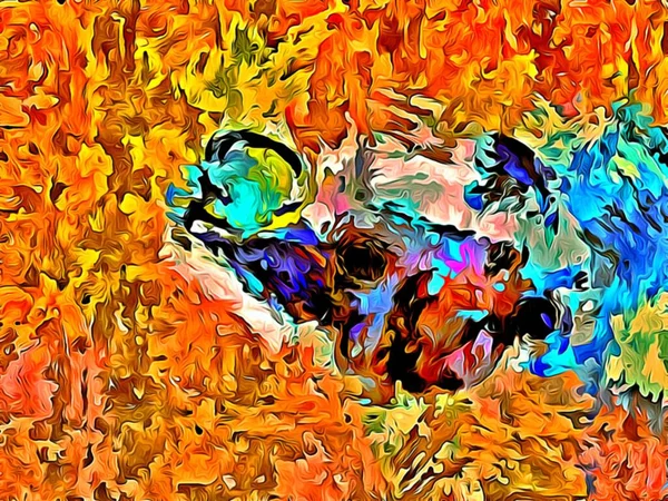 Abstraktní psychedelické pozadí Počítačová stylizace olejových tahů barev štětcem různých tvarů a velikostí — Stock fotografie