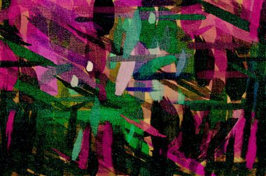 Soyut arkaplan. Psikedelik fraktal, fırça darbelerinin dokusu bulanık çizgilerin renkli boyası ve farklı şekil ve boyutlarda benekler.