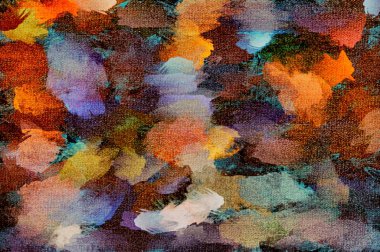 Soyut arkaplan. Psikedelik fraktal, fırça darbelerinin dokusu bulanık çizgilerin renkli boyası ve farklı şekil ve boyutlarda benekler.