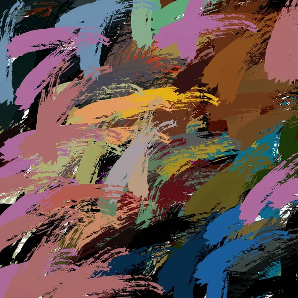 Fondo abstracto. Fractal psicodélico, textura de pinceladas de pintura coloreada de líneas borrosas y manchas de diferentes formas y tamaños — Foto de Stock
