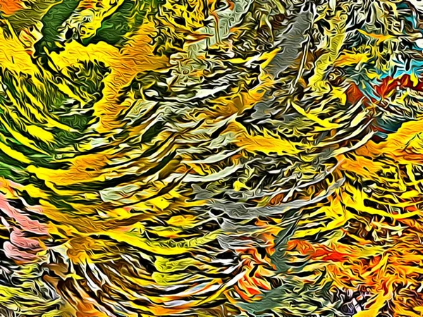 Fondo abstracto. Fractal psicodélico, textura de pinceladas de pintura coloreada de líneas borrosas y manchas de diferentes formas y tamaños —  Fotos de Stock