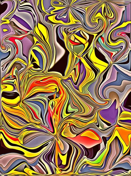 Sfondo astratto. Frattale psichedelico, texture di pennellate di vernice colorata di linee sfocate e macchie di forme e dimensioni diverse — Foto Stock