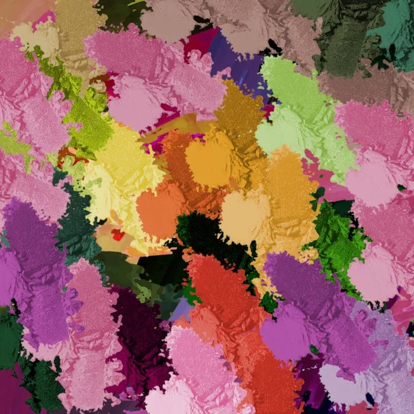 Contexte abstrait. Fracture psychédélique, texture des coups de pinceau de peinture colorée de lignes floues et de taches de différentes formes et tailles — Photo