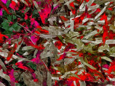 Soyut arkaplan. Psikedelik fraktal, fırça darbelerinin dokusu bulanık çizgilerin renkli boyası ve farklı şekil ve boyutlarda benekler.