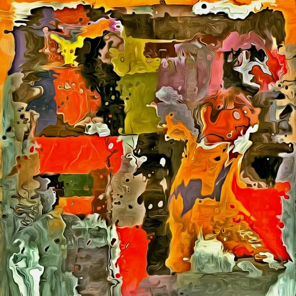 Abstrakt bakgrund. Psykedelisk fraktal, konsistens penseldrag av färgad färg på suddiga linjer och fläckar av olika former och storlekar — Stockfoto