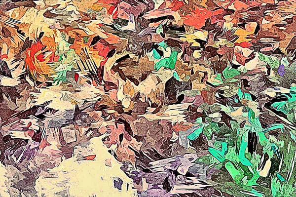 Abstrakter Hintergrund. Psychedelische Fraktale, Textur von Pinselstrichen aus farbiger Farbe aus verschwommenen Linien und Flecken unterschiedlicher Formen und Größen — Stockfoto
