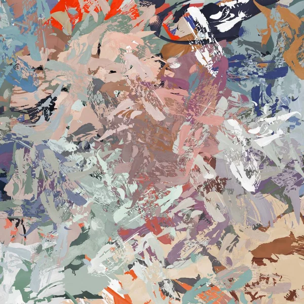 Abstraktní pozadí. Psychedelický fraktál, textura tahů štětcem barevného nátěru rozmazaných čar a skvrn různých tvarů a velikostí — Stock fotografie