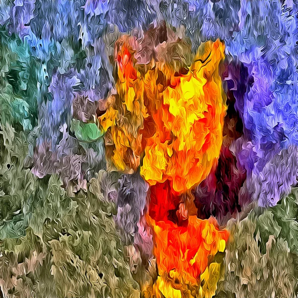 Абстрактний фон. Психоделічний фрактал, текстура пензлів кольорових фарб розмитих ліній і плям різних форм і розмірів — стокове фото