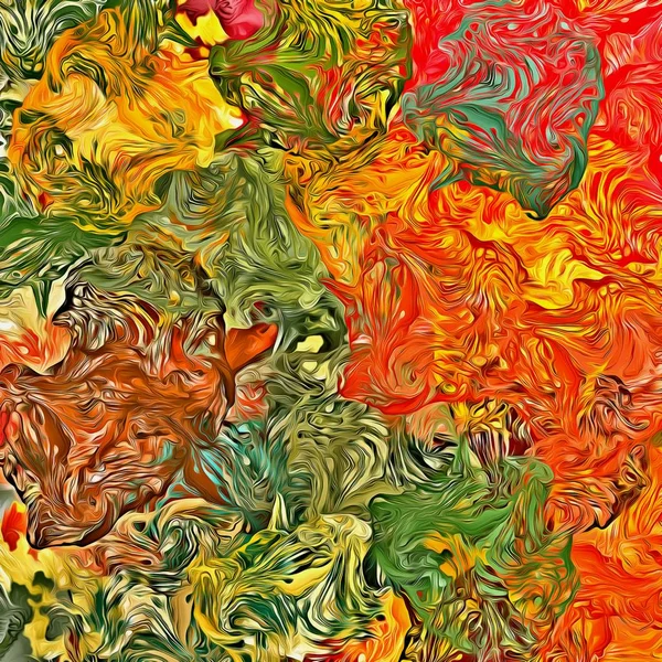 Abstrakter Hintergrund. Psychedelische Fraktale, Textur von Pinselstrichen aus farbiger Farbe aus verschwommenen Linien und Flecken unterschiedlicher Formen und Größen — Stockfoto