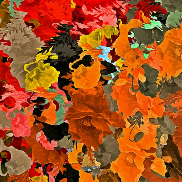 Fundo abstrato. fractal psicodélico, textura de pinceladas de tinta colorida de linhas borradas e manchas de diferentes formas e tamanhos — Fotografia de Stock