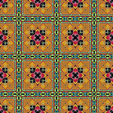 Sorunsuz raster desen oryantal tarzda psychedelic mozaik desen duvar kağıdı, arka planlar, halılar, halı için dekor için