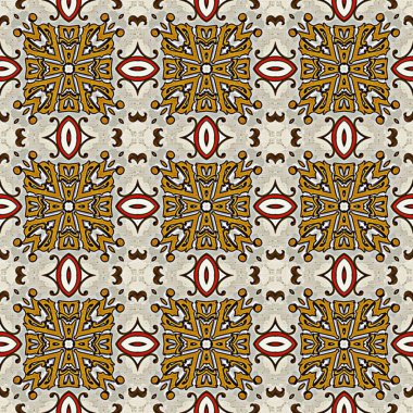 Sorunsuz raster desen oryantal tarzda psychedelic mozaik desen duvar kağıdı, arka planlar, halılar, halı için dekor için