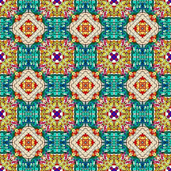 Nahtlose Rastermuster im orientalischen Stil psychedelische Mosaikmuster für Tapeten, Hintergründe, Dekor für Wandteppiche, Teppich — Stockfoto