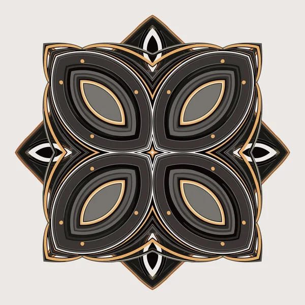 Patrón cuadrado simétrico tejido de color abstracto medieval — Vector de stock