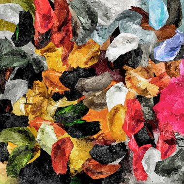 alt boya uygulanması dokulu arka plan psychedelic. Bilgisayar Stilizasyon boya petrol inmenin farklı şekil ve büyüklükte fırçaları ile