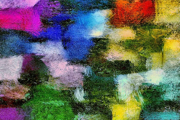 Fond psychédélique abstrait avec la texture d'appliquer sous-peinture. Stylisation par ordinateur de traits de peinture à l'huile avec des pinceaux de différentes formes et tailles — Photo