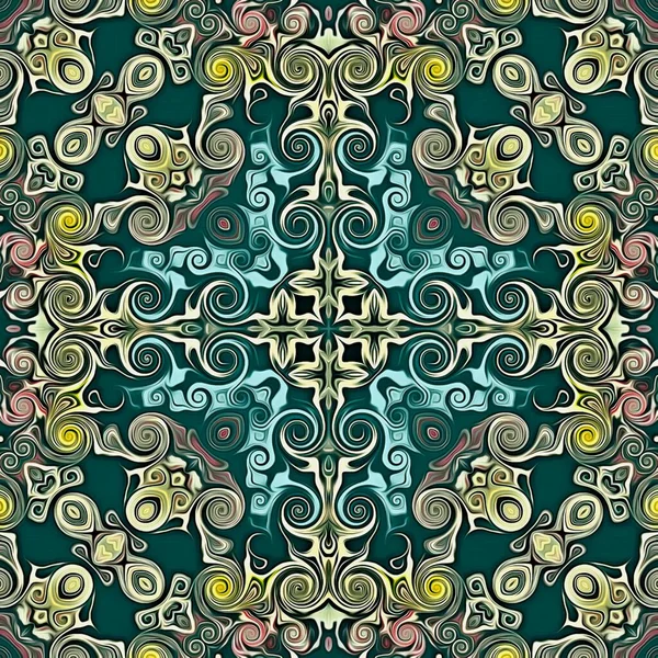 Απρόσκοπτη raster μοτίβο σε ανατολίτικο στιλ ψυχεδελικό μωσαϊκό μοτίβο για ταπετσαρία, φόντα, διακόσμηση για ταπισερί, χαλιών — Φωτογραφία Αρχείου
