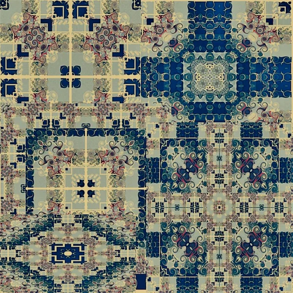 Бесшовный растровый рисунок в восточном стиле психоделической мозаики Шаблон для обоев, фонов, декора для гобеленов, ковров — стоковое фото