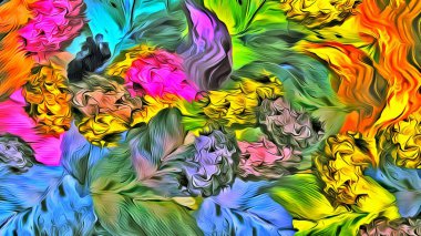 Kaotik bulanık noktalardan gelen soyut grunge arkaplanı desenli tuvalde farklı boyutlarda fırça darbeleri