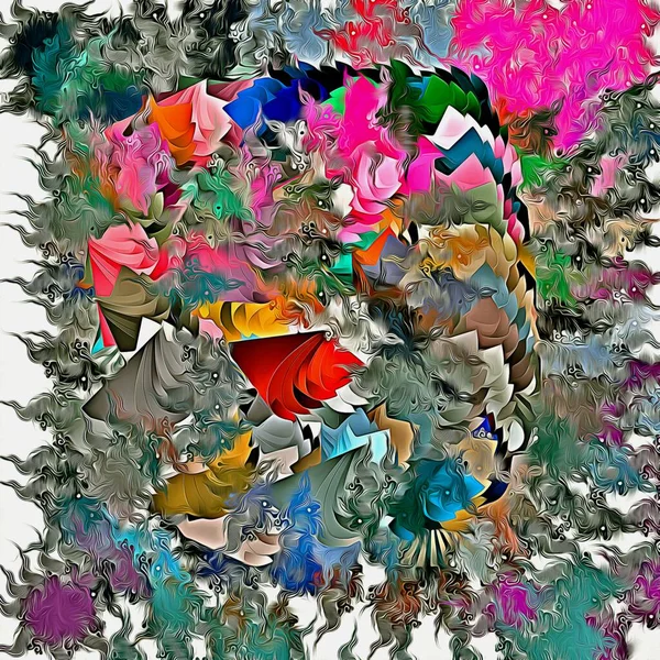 Абстрактний гранжевий фон з кольорових хаотичних плям пензлем різного розміру на текстурованому полотні — стокове фото
