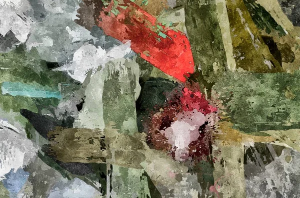 Abstrakter Grunge-Hintergrund aus chaotischen Farbflecken Pinselstriche unterschiedlicher Größe auf strukturierter Leinwand — Stockfoto