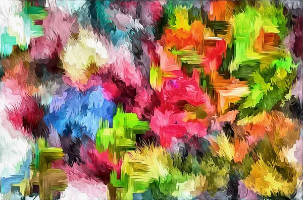 Elvont grunge háttér a színes kaotikus foltok ecset stroke különböző méretű texturált vászon — Stock Fotó