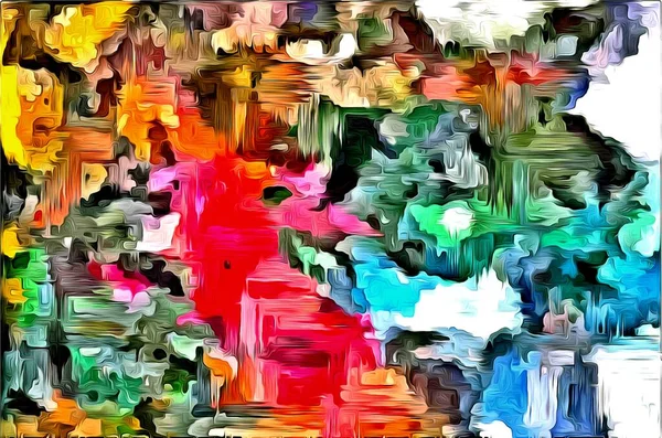Абстрактний гранжевий фон з кольорових хаотичних плям пензлем різного розміру на текстурованому полотні — стокове фото