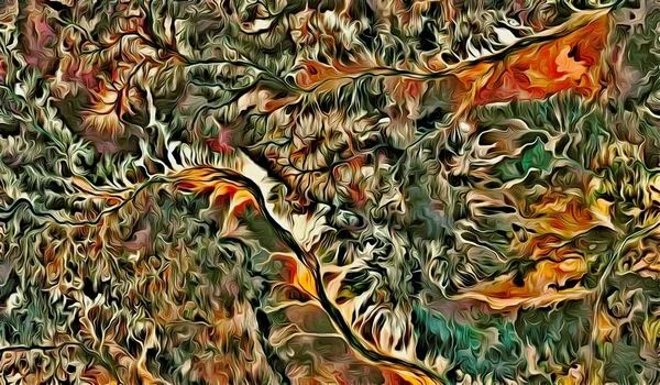 Абстрактный гранж фон из цветных хаотических размытых пятен мазки кисти разных размеров на текстурированном холсте — стоковое фото