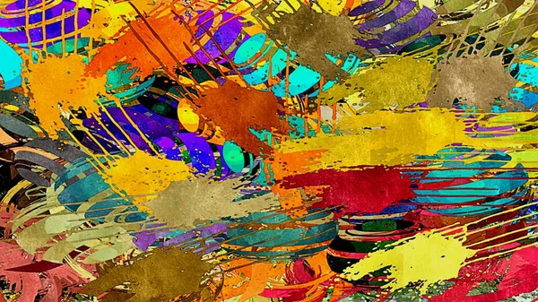 Duvar kağıdı, poster, illüstrasyon tasarımı için kaotik fırça darbelerinin soyut renkli grunge dokusu.