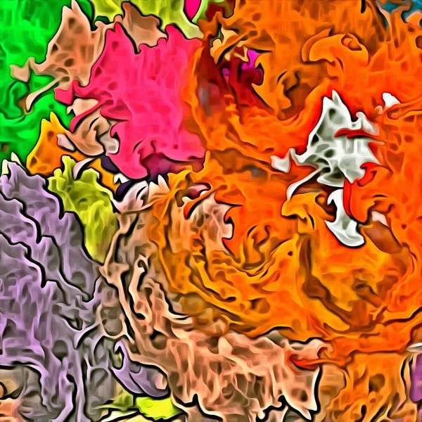 Абстрактный Психоделический Фон Текстурой Нанесения Подкрасок Компьютерная Стилизация Масляных Мазков — стоковое фото