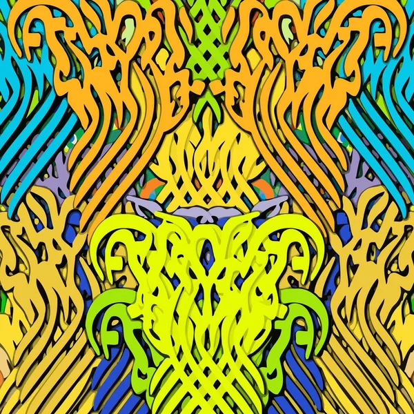 Abstrakcyjne Tło Psychodeliczny Fraktal Tekstura Pociągnięć Pędzla Farby Kolorowe Rozmyte — Wektor stockowy