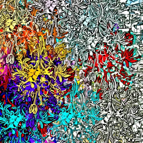 Fracture Psychédélique Texture Des Coups Pinceau Peinture Colorée Lignes Floues — Image vectorielle