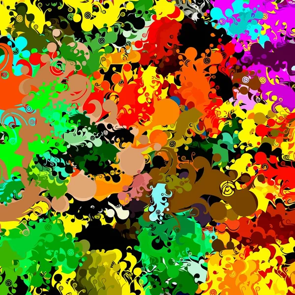 Fundo Abstrato Textura Psicodélica Pinceladas Tinta Colorida Linhas Borradas Manchas — Vetor de Stock