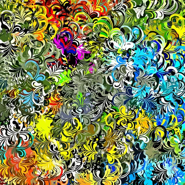 Abstracte Achtergrond Psychedelische Textuur Van Penseelstreken Van Gekleurde Verf Van — Stockvector