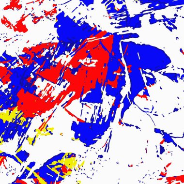 Soyut arkaplan. Renkli boya fırça darbelerinin psikedelik dokusu bulanık çizgiler ve farklı şekil ve boyutlarda benekler.