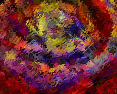 Soyut arkaplan. Renkli boya fırça darbelerinin psikedelik dokusu bulanık çizgiler ve farklı şekil ve boyutlarda benekler.