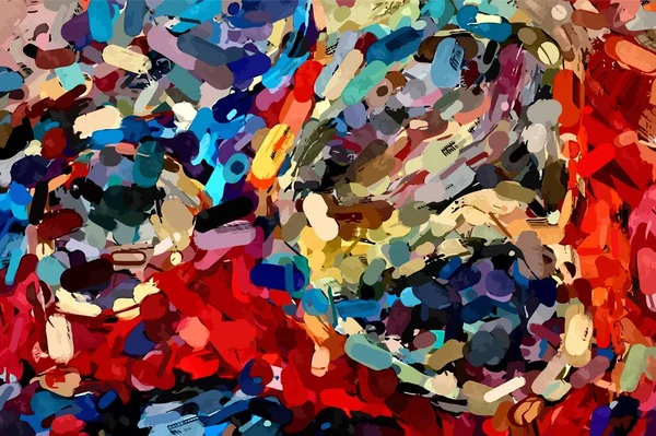 Αφηρημένο Φόντο Ψυχεδελική Υφή Πινέλου Πινελιές Χρώματος Θολή Γραμμές Και — Διανυσματικό Αρχείο