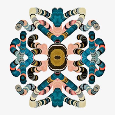 Soyut arkaplan. Psikedelik fraktal, fırça darbelerinin dokusu bulanık çizgilerin renkli boyası ve farklı şekil ve boyutlarda benekler..