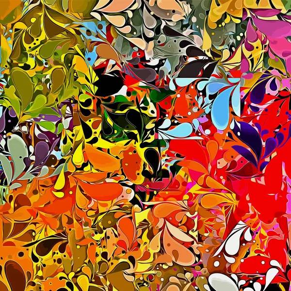 Abstrakter Hintergrund Psychedelische Textur Von Pinselstrichen Aus Farbiger Farbe Aus — Stockvektor