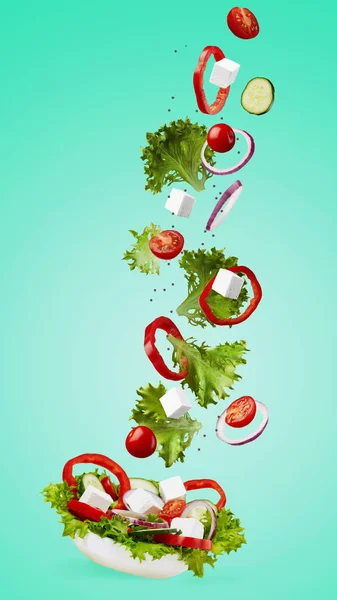 Uçan salata. Gıda. — Stok fotoğraf