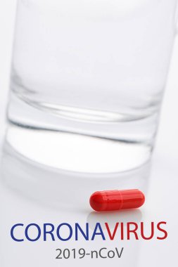 Coronavirus 2019-nCoV. Novel coronavirus, Middle East Respiratory Syndrome. Pills with CORONAVIRUS text. Chinese coronavirus outbreak. Virus Pandemic Protection Concept