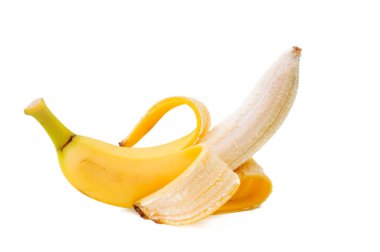 Beyaz arkaplanda izole edilmiş muz aç