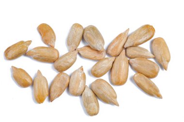 Beyaz yüzeyi soyulmuş ayçiçeği tohumu.