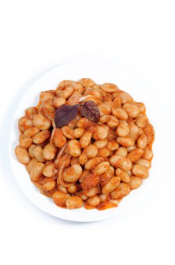 salata fasulye, gıda closeup, üzerinde beyaz backg izole Üstten Görünüm